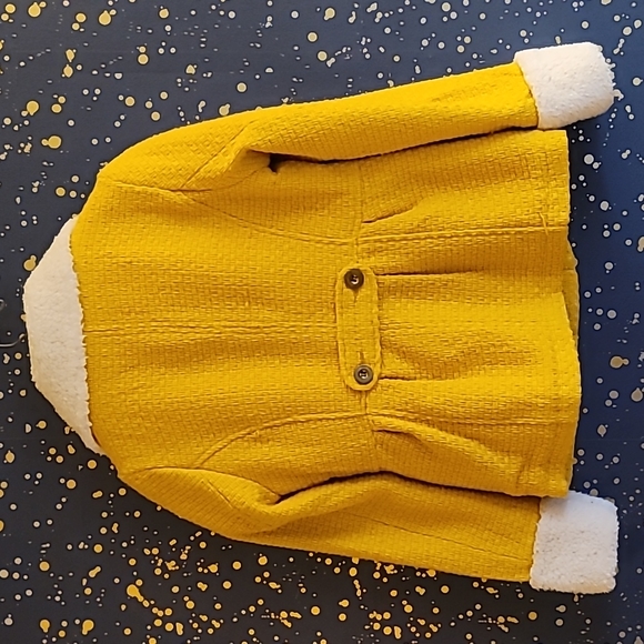 Anthropologie Tulle Goldenrod textured coat with big sherpa collar size S - Picture 3 of 7